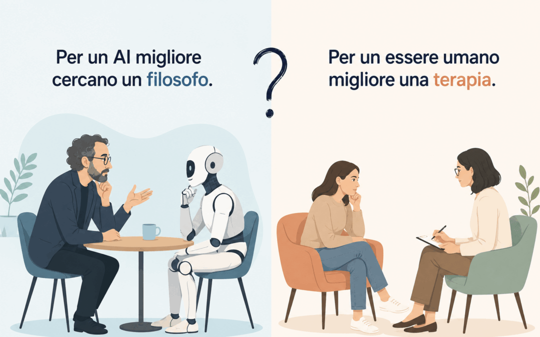 Per migliorare un’AI cercano un filosofo. Per migliorare un essere umano, una terapia? Di Maddalena Bisollo